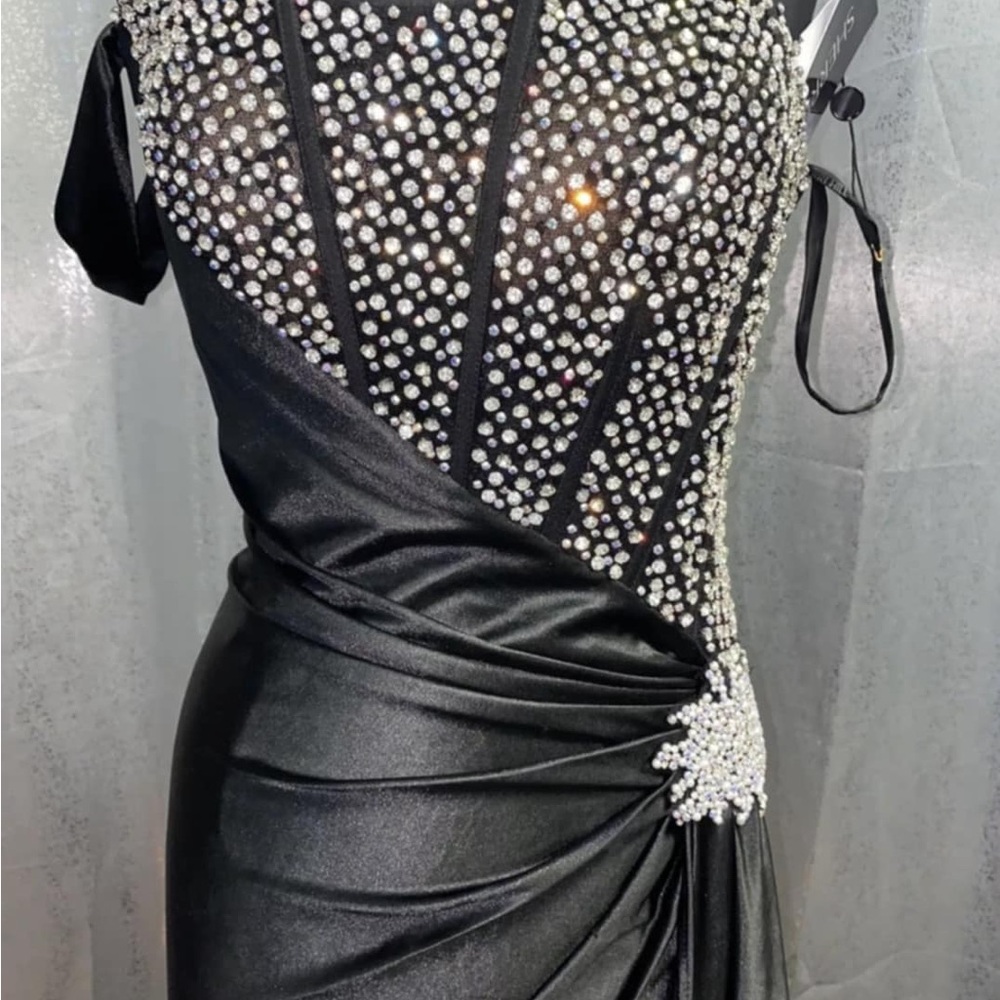 Sherri Hill  Black and Silver Embellished Dress